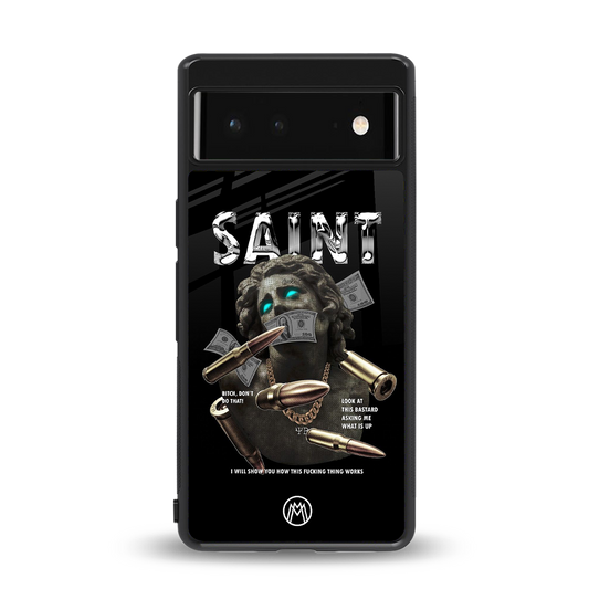 saint back phone cover | glass case for Google Pixel 6A