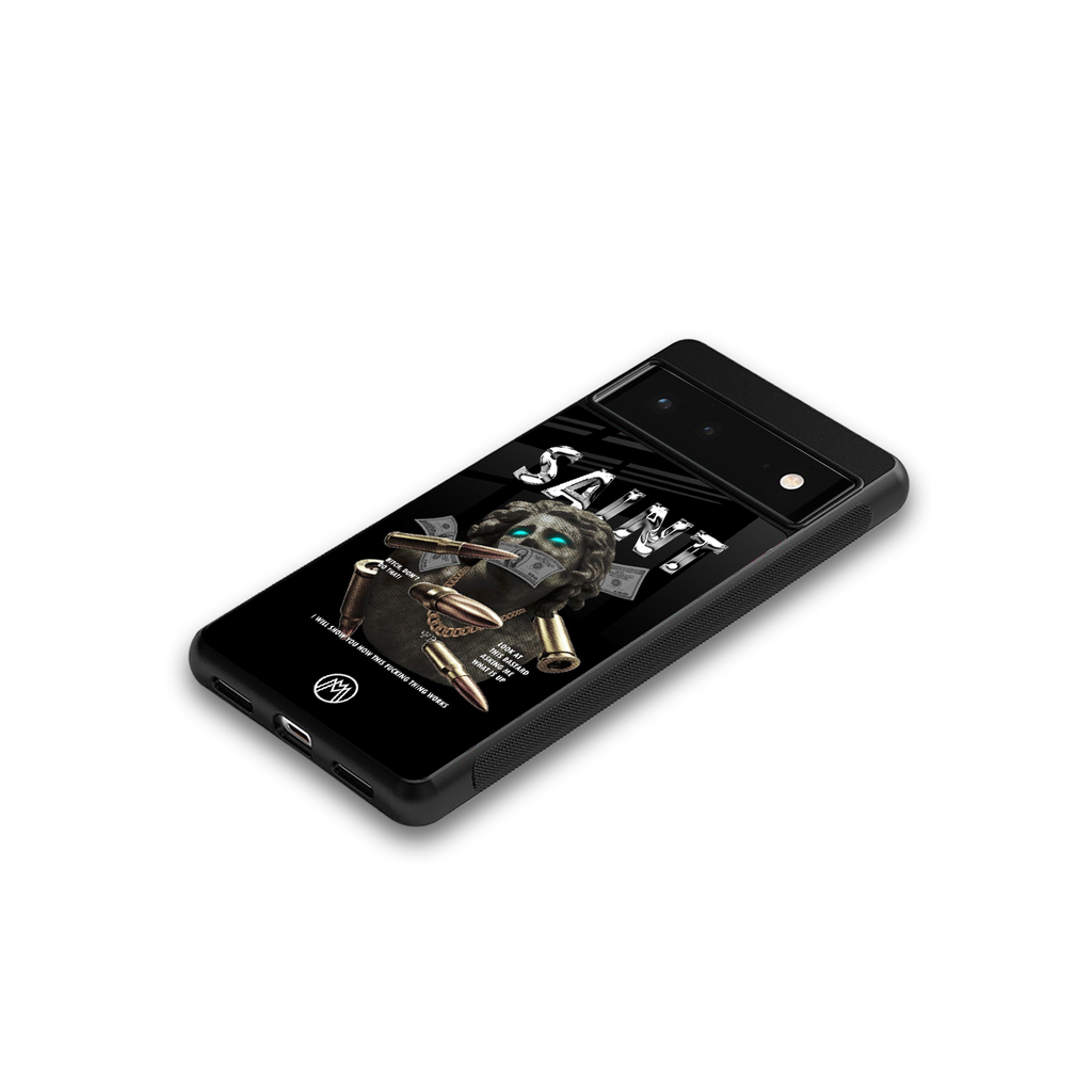 saint back phone cover | glass case for Google Pixel 6A