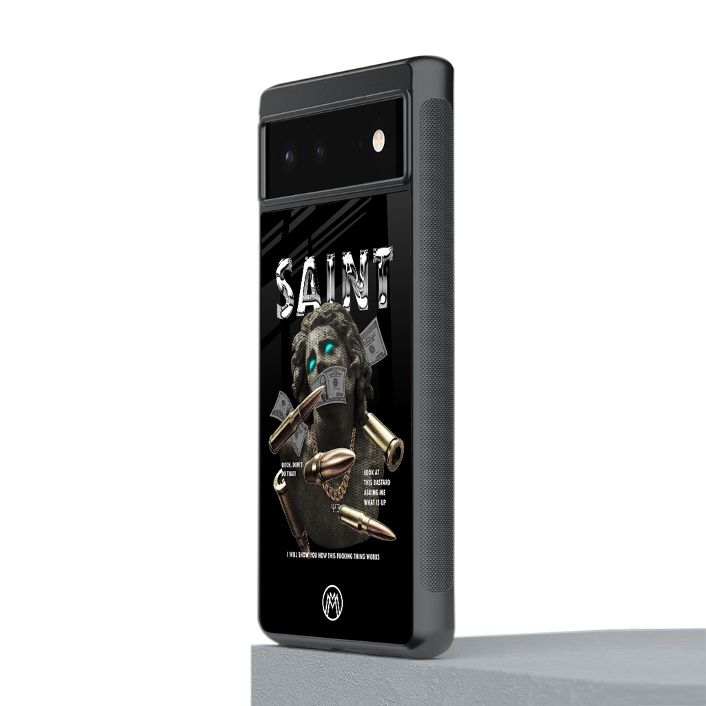 saint back phone cover | glass case for Google Pixel 6A