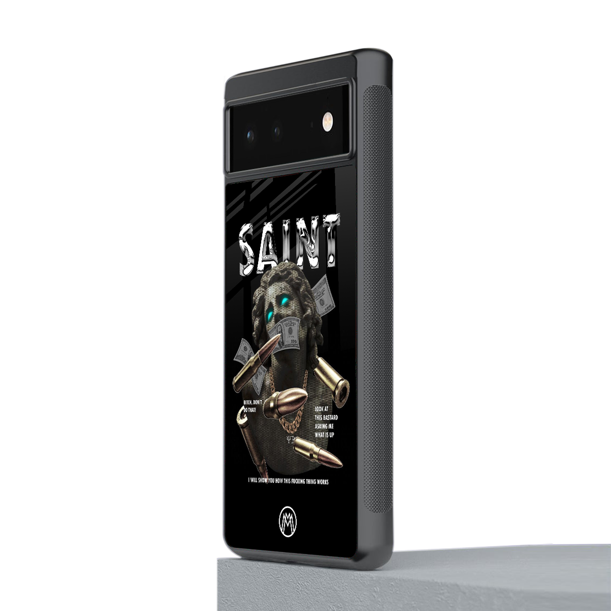 saint back phone cover | glass case for Google Pixel 6A