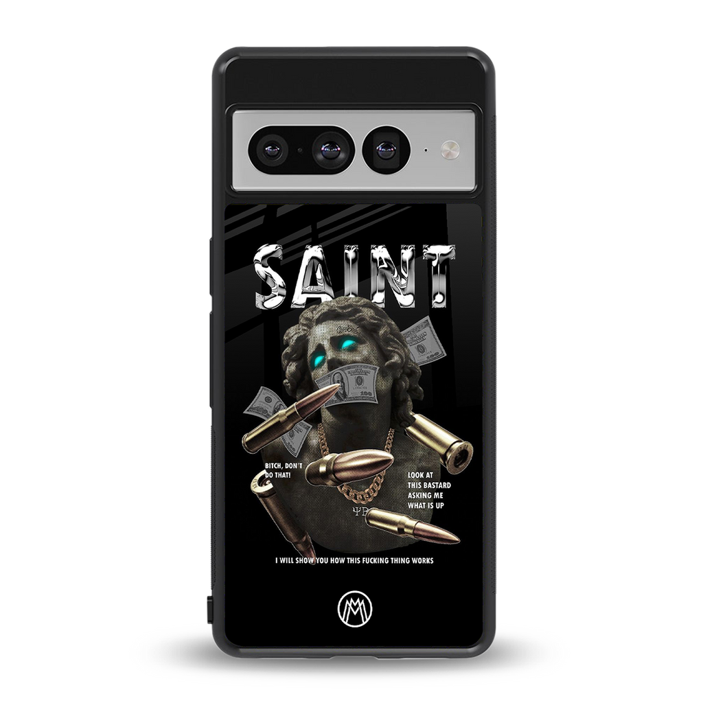 saint back phone cover | glass case for google pixel 7 pro