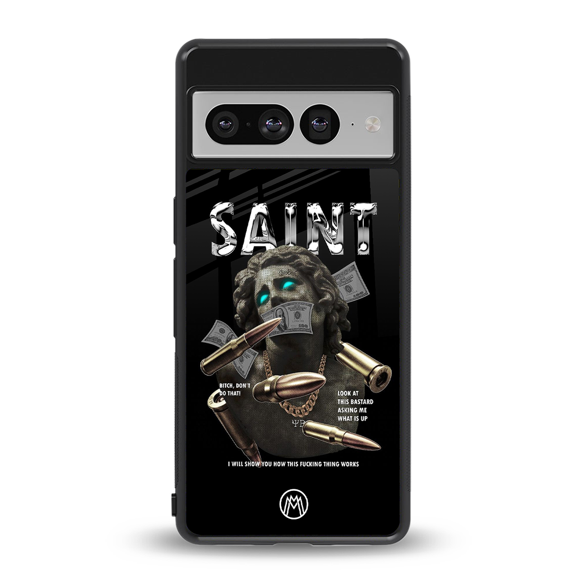 saint back phone cover | glass case for google pixel 7 pro