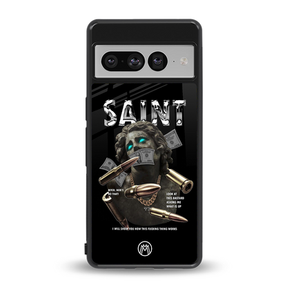 saint back phone cover | glass case for google pixel 7 pro