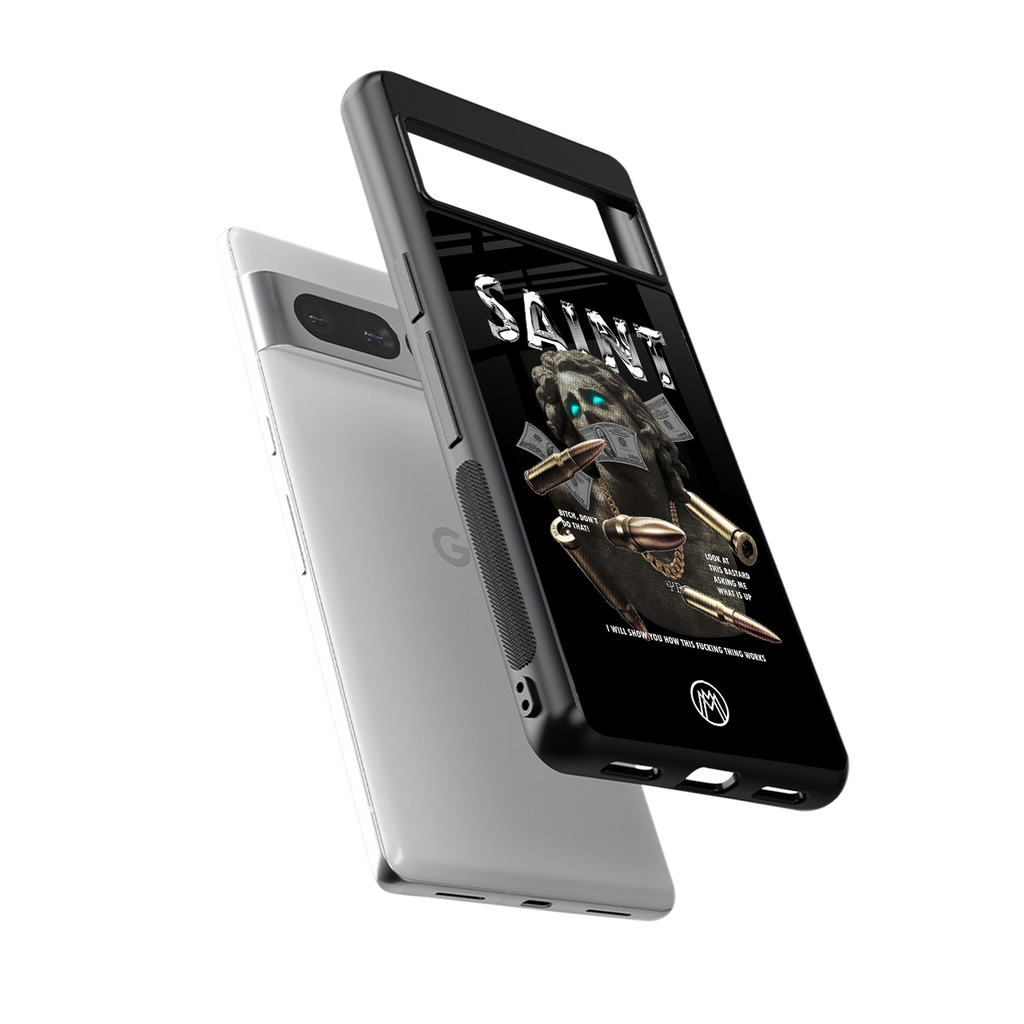 saint back phone cover | glass case for google pixel 7 pro