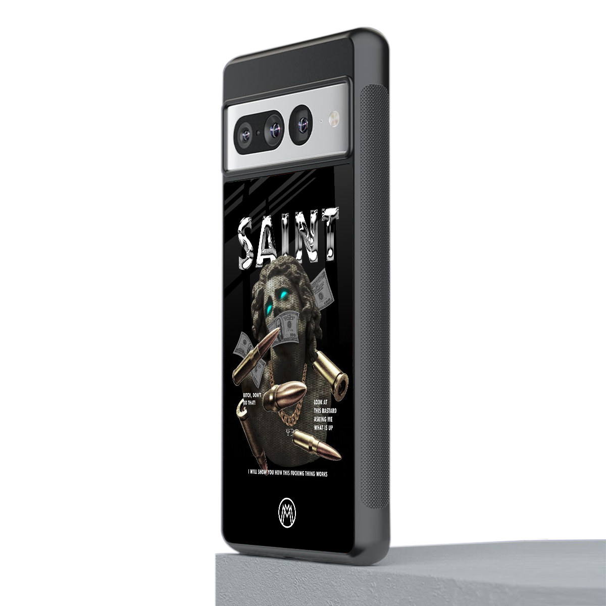 saint back phone cover | glass case for google pixel 7 pro
