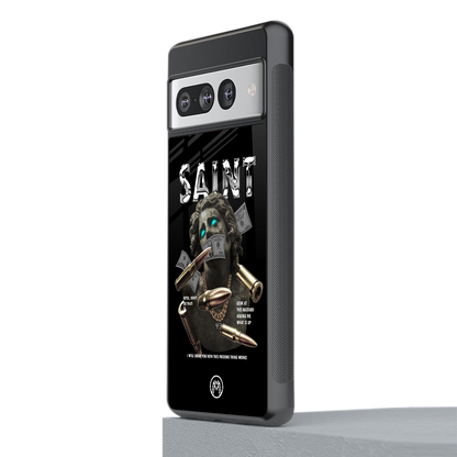 saint back phone cover | glass case for google pixel 7 pro