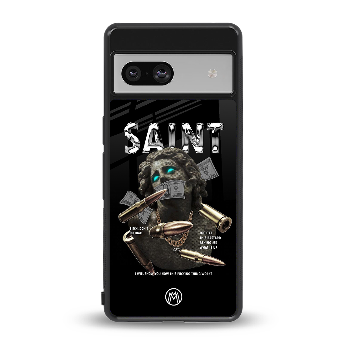 saint back phone cover | glass case for Google Pixel 7A