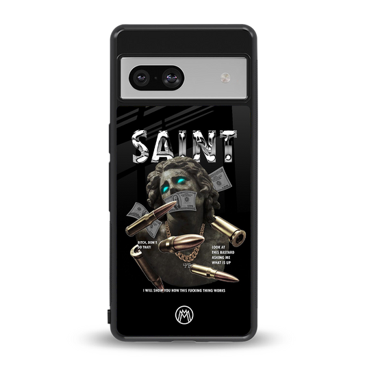 saint back phone cover | glass case for Google Pixel 7A