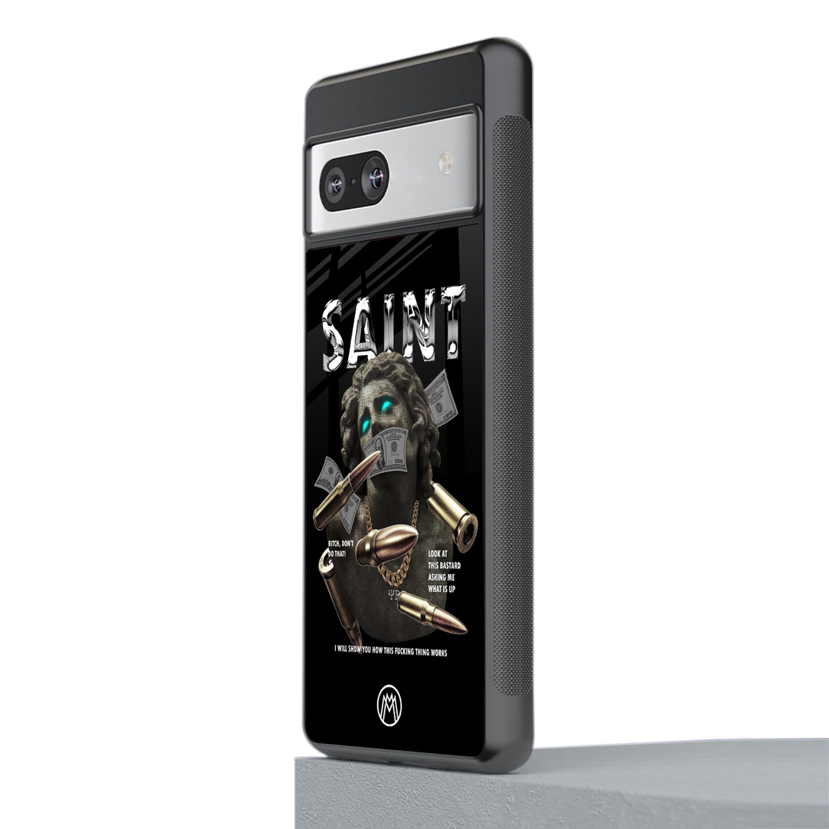 saint back phone cover | glass case for Google Pixel 7A