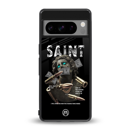 saint back phone cover | glass case for google pixel 8 pro