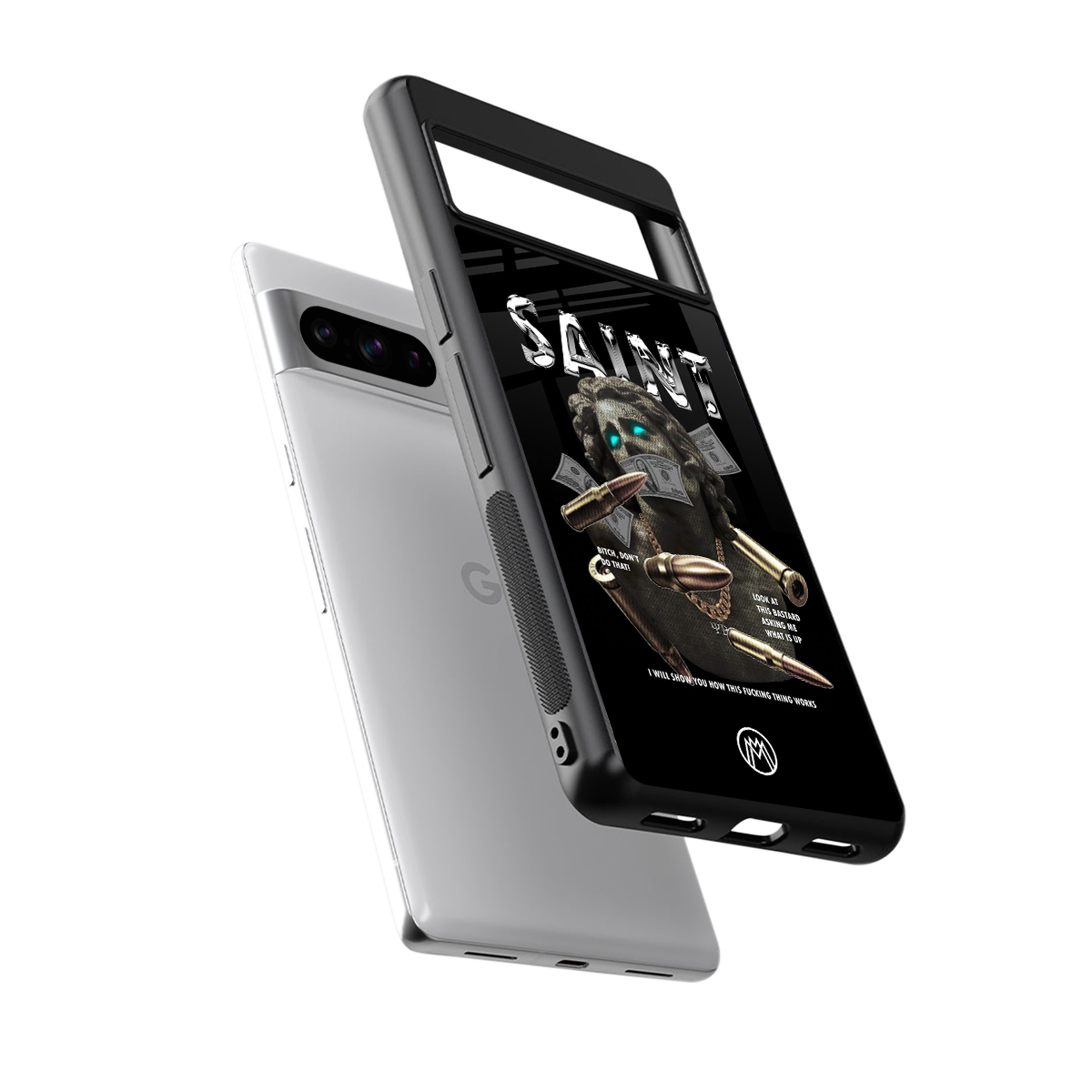 saint back phone cover | glass case for google pixel 8 pro