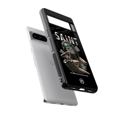 saint back phone cover | glass case for google pixel 8 pro