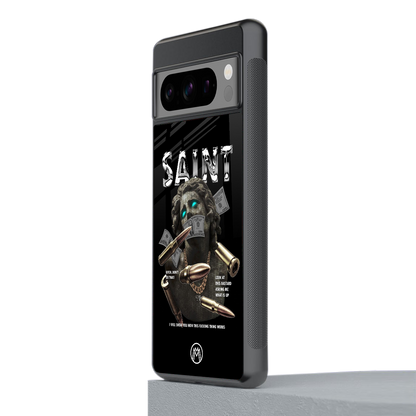 saint back phone cover | glass case for google pixel 8 pro