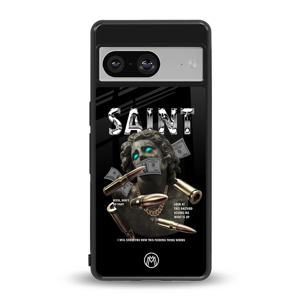 saint back phone cover | glass case for Google Pixel 8