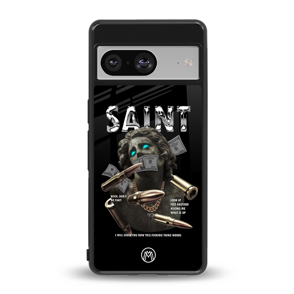 saint back phone cover | glass case for Google Pixel 8