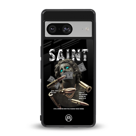 saint back phone cover | glass case for Google Pixel 8