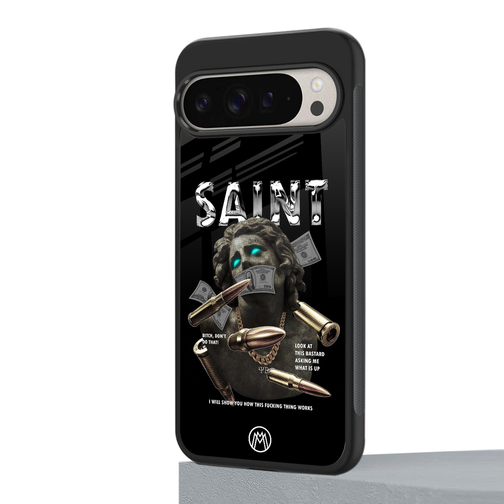 saint back phone cover | glass case for google pixel 9 pro