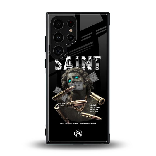 saint back phone cover | glass case for samsung galaxy s24 ultra
