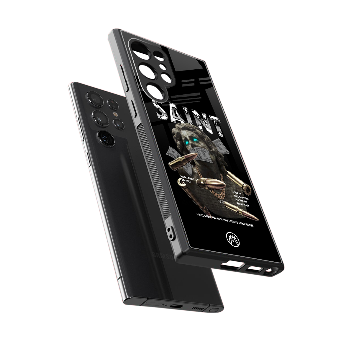 saint back phone cover | glass case for samsung galaxy s23 ultra