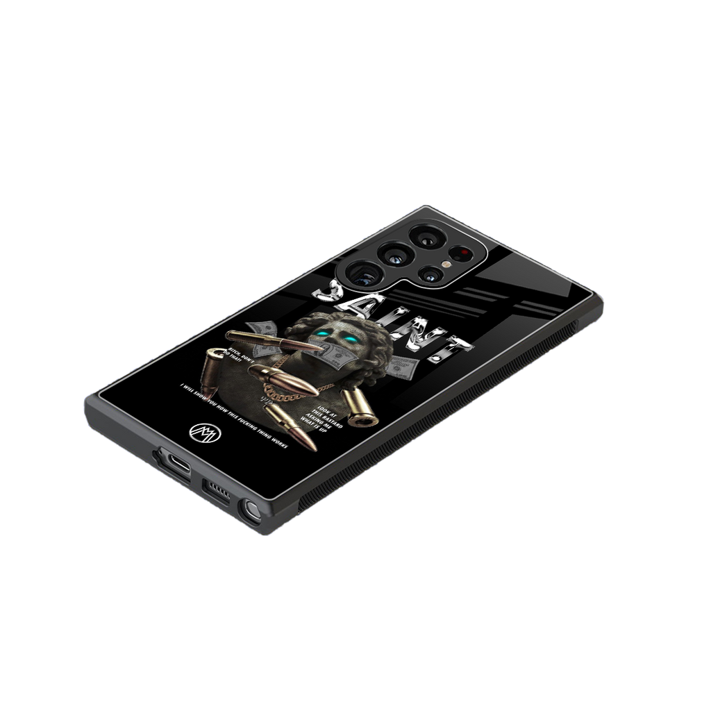 saint back phone cover | glass case for samsung galaxy s23 ultra