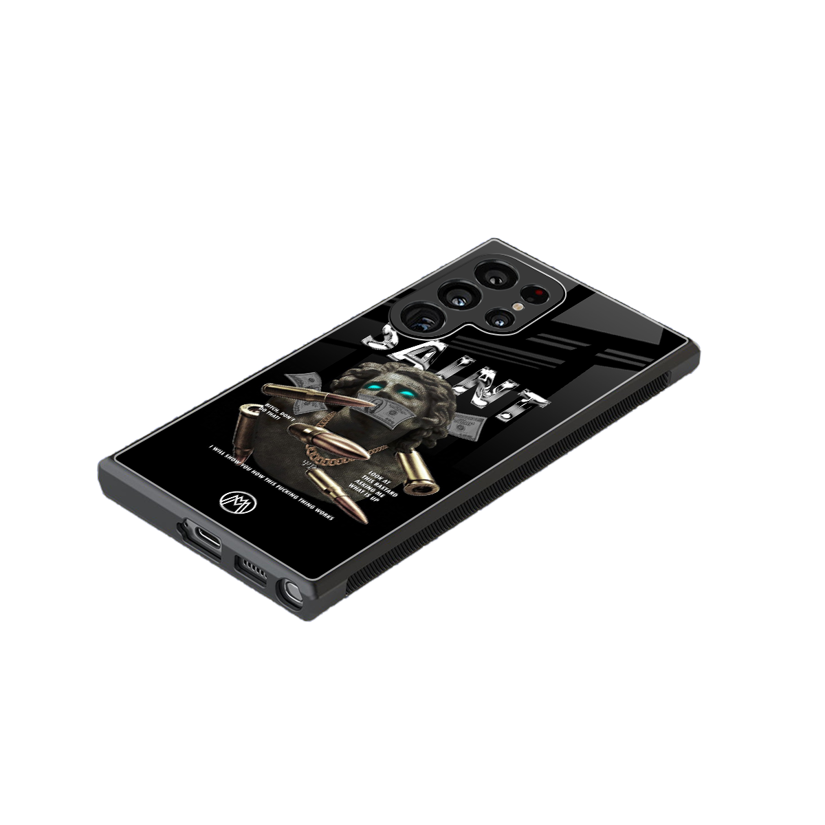 saint back phone cover | glass case for samsung galaxy s23 ultra