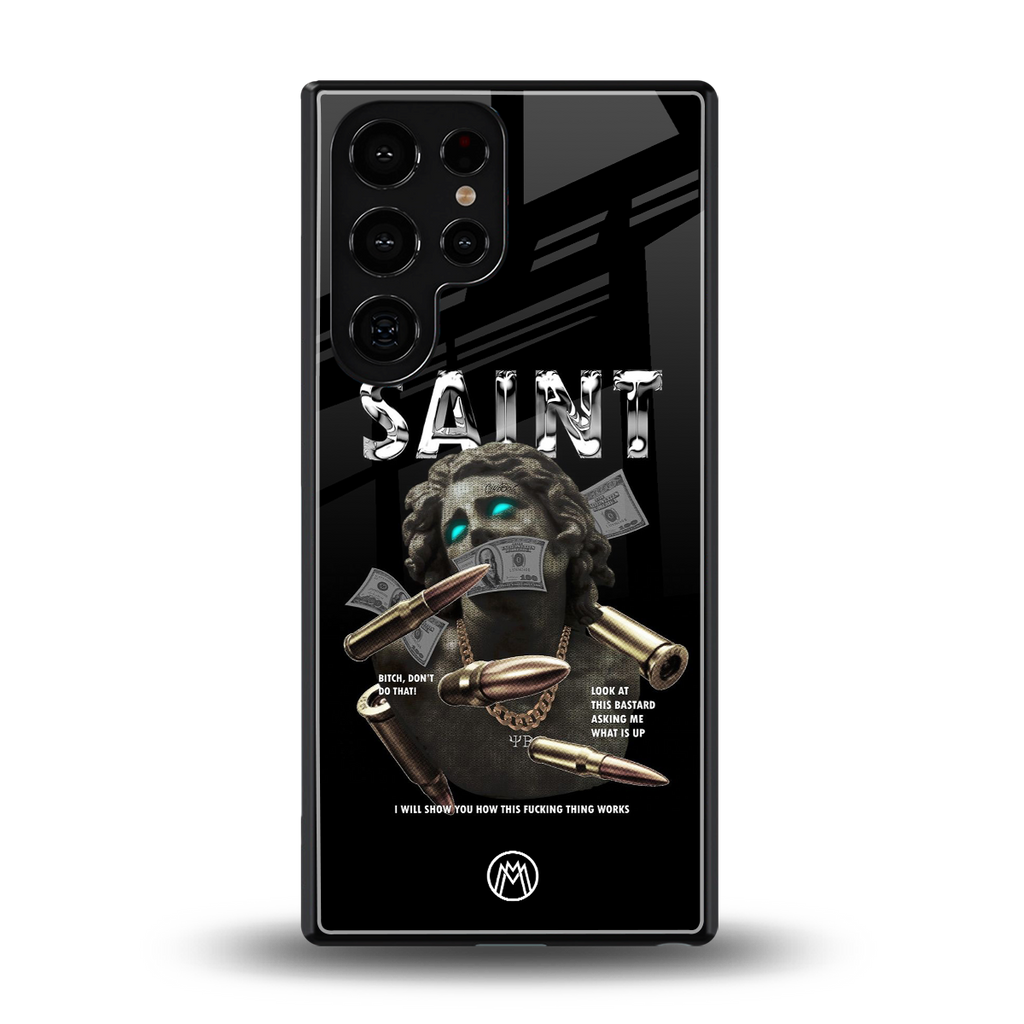 saint back phone cover | glass case for samsung galaxy s25 ultra