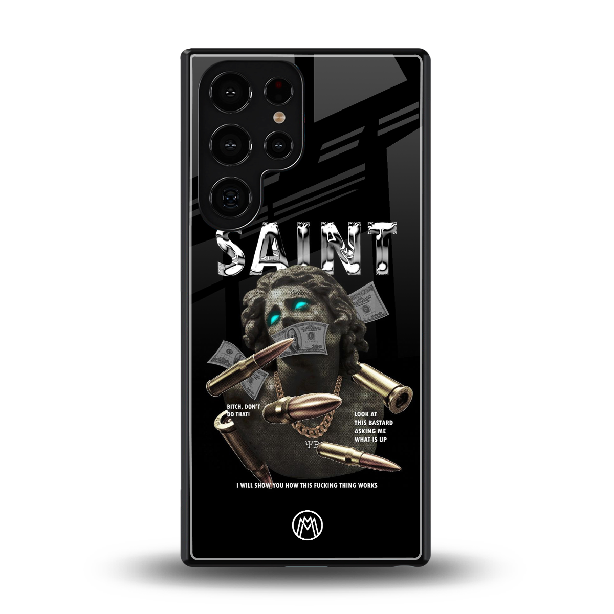 saint back phone cover | glass case for samsung galaxy s25 ultra