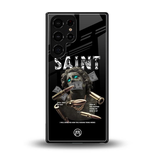 saint back phone cover | glass case for samsung galaxy s25 ultra