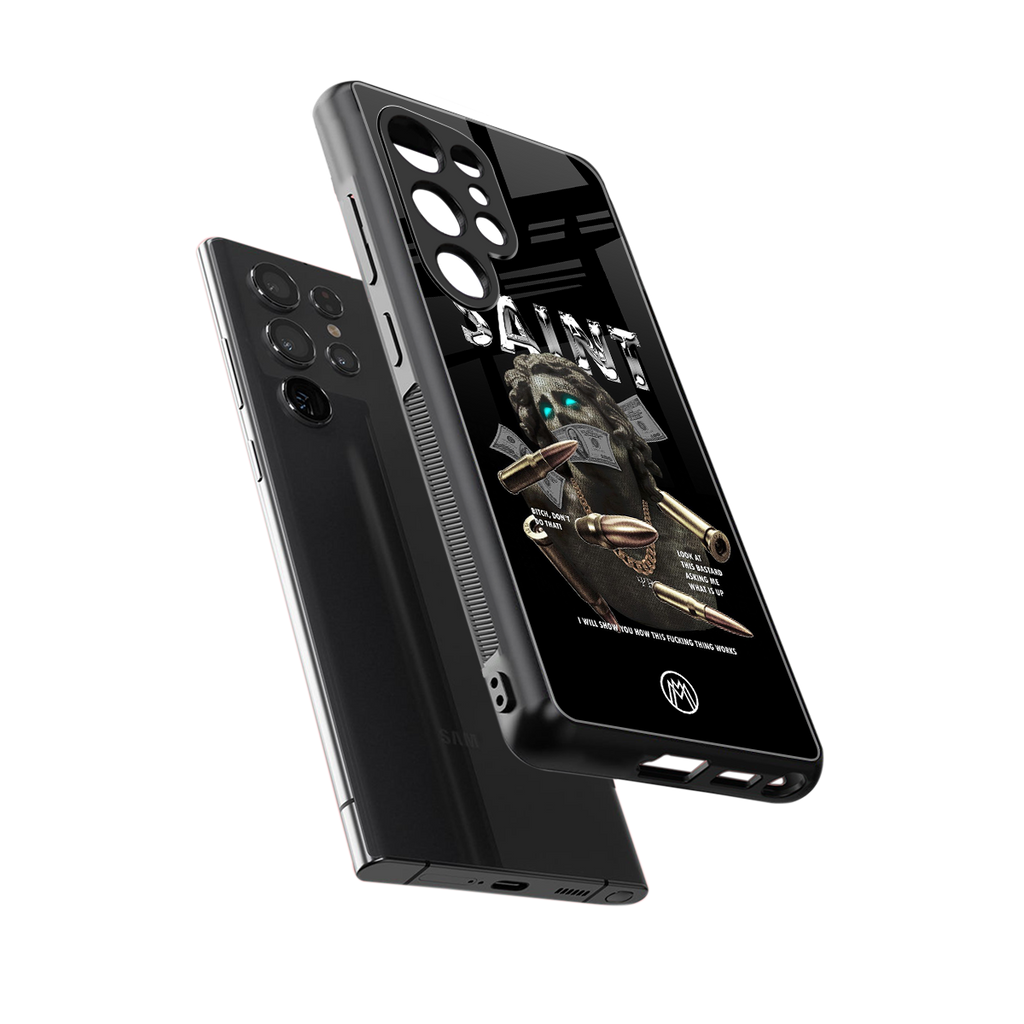 saint back phone cover | glass case for samsung galaxy s25 ultra