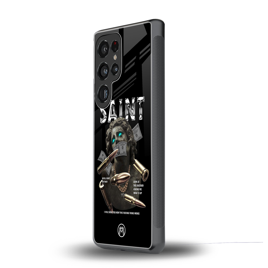 saint back phone cover | glass case for samsung galaxy s25 ultra