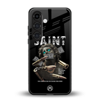 saint back phone cover | glass case for samsung galaxy s24 plus
