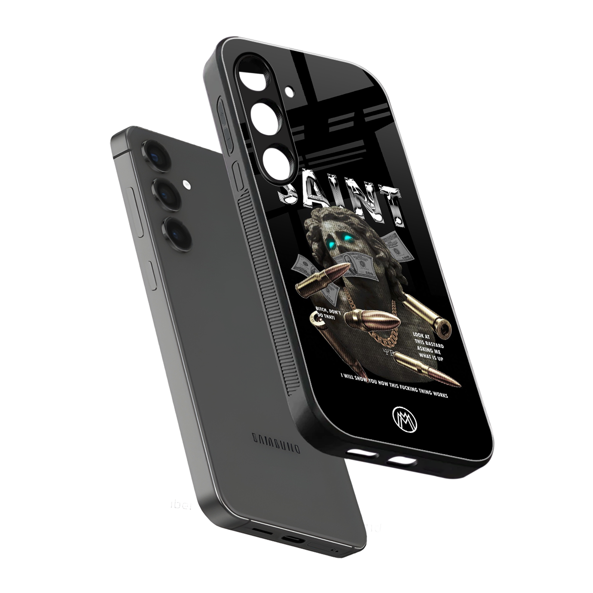 saint back phone cover | glass case for samsung galaxy s24