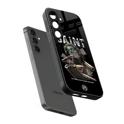 saint back phone cover | glass case for samsung galaxy s24 plus