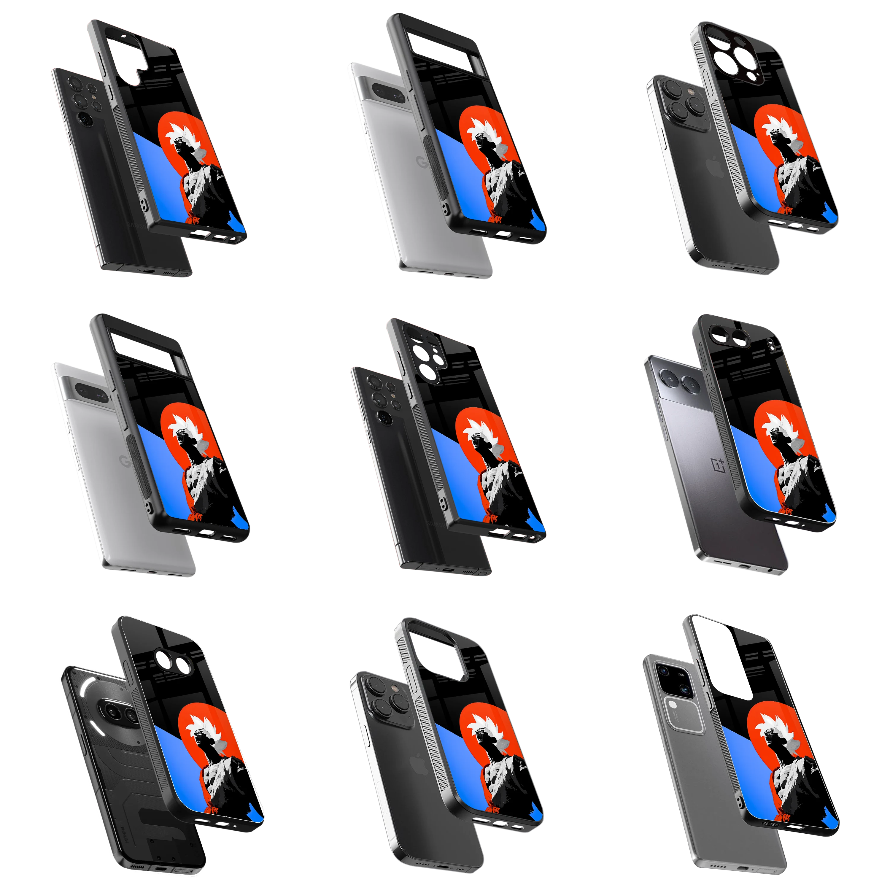 Durable Glass Back Mobile Case for iPhone, Samsung, OnePlus, Google Pixel, Redmi, Vivo, Oppo