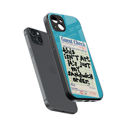 sandwich order back phone cover | glass case for iphone 15 plus