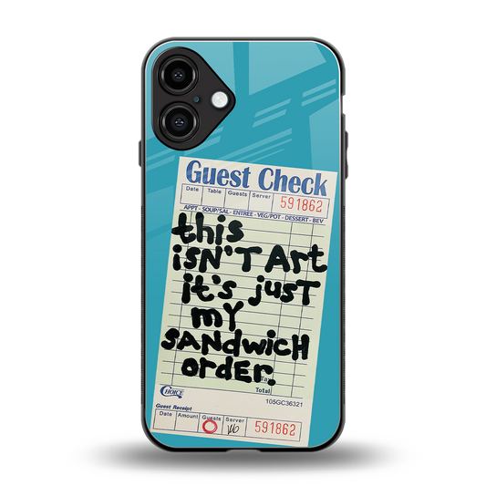 sandwich order back phone cover | glass case for iphone 16 plus