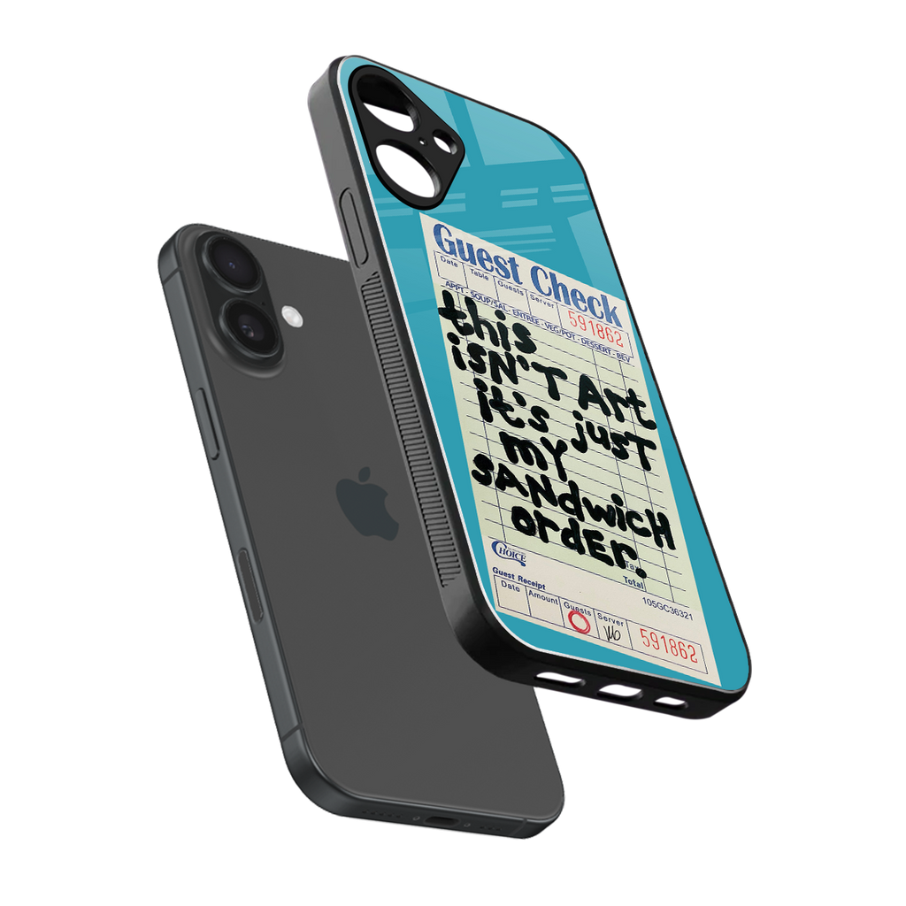 sandwich order back phone cover | glass case for iphone 16 plus
