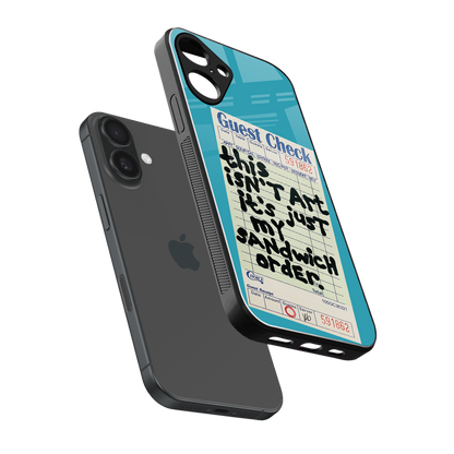 sandwich order back phone cover | glass case for iphone 16 plus