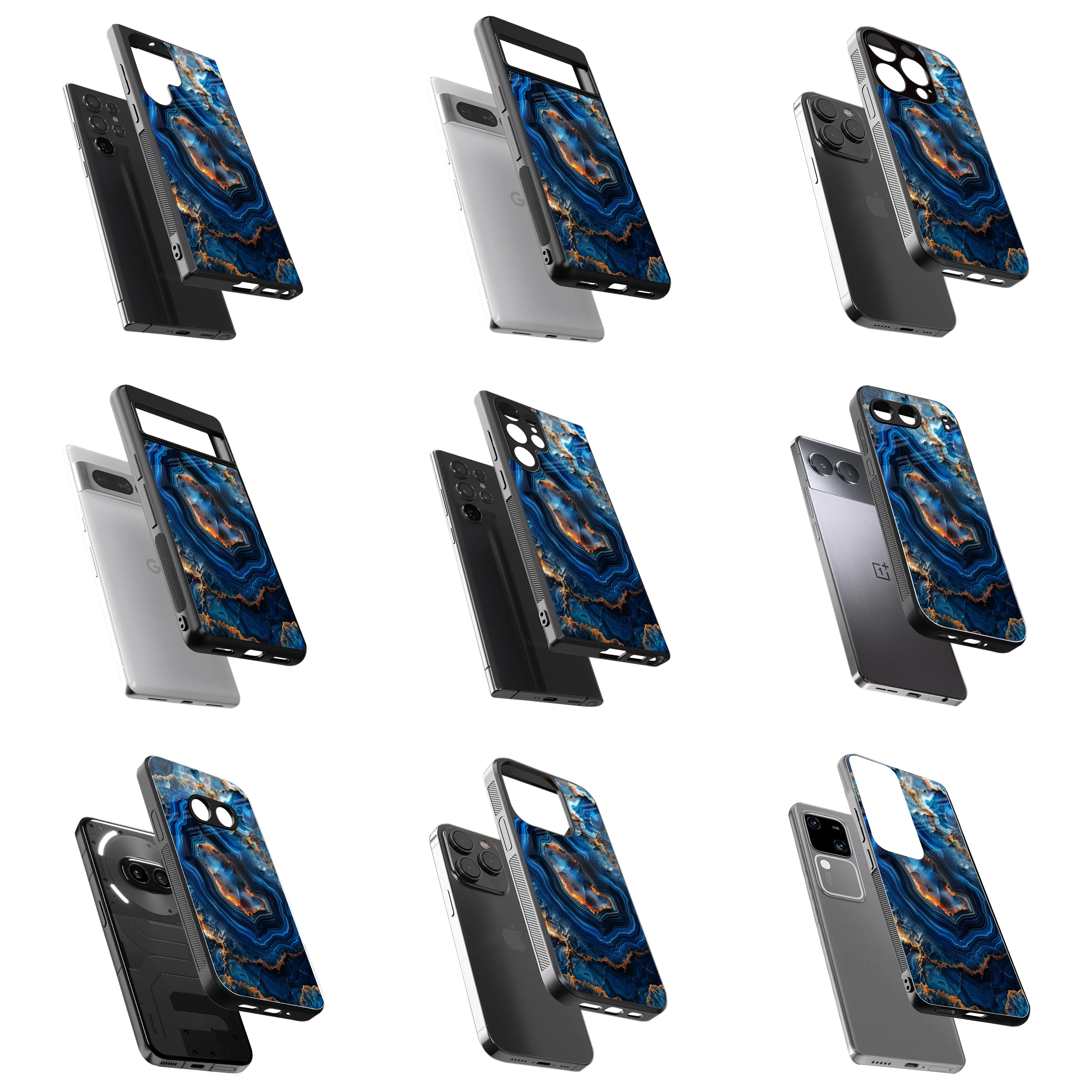 Durable Glass Back Mobile Case for iPhone, Samsung, OnePlus, Google Pixel, Redmi, Vivo, Oppo