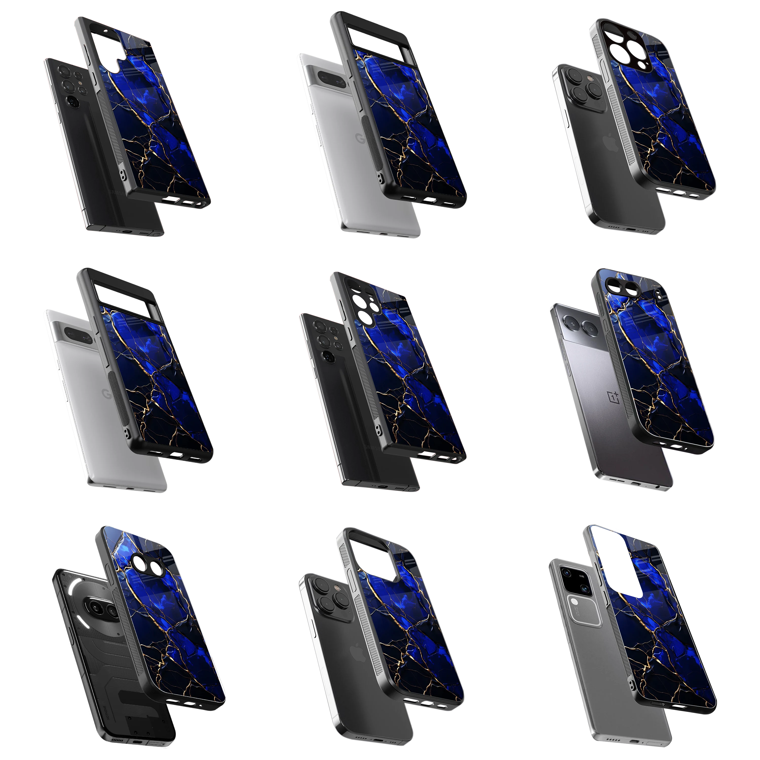 Durable Glass Back Mobile Case for iPhone, Samsung, OnePlus, Google Pixel, Redmi, Vivo, Oppo