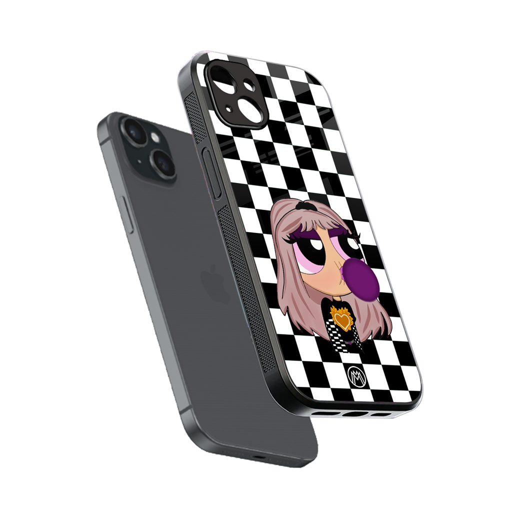 sassy chic powerpuff girls back phone cover | glass case for iphone 15 plus
