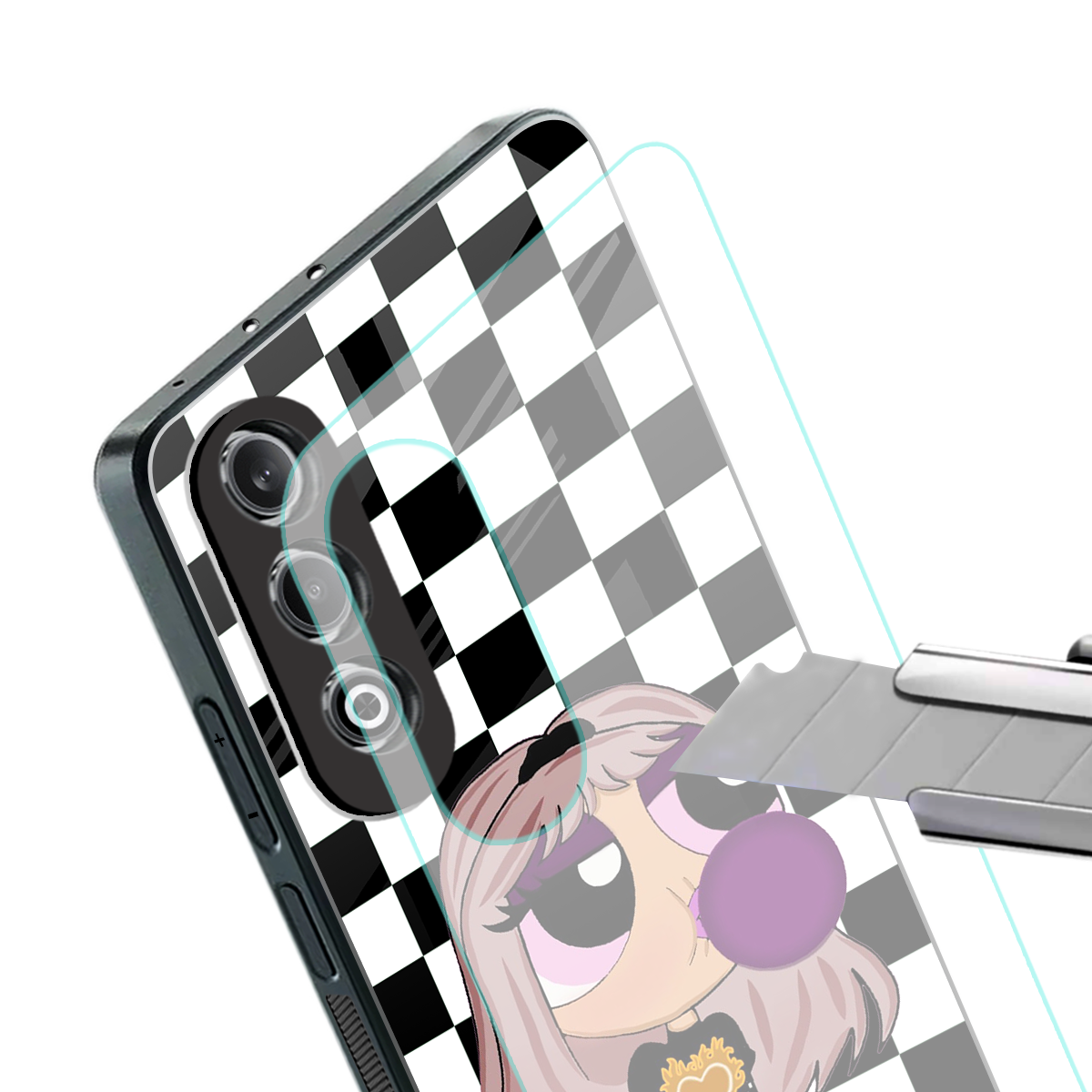 sassy chic powerpuff girls back phone cover | glass case for oneplus nord ce 4