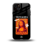 sassy mona lisa back phone cover | glass case for iphone 15 plus