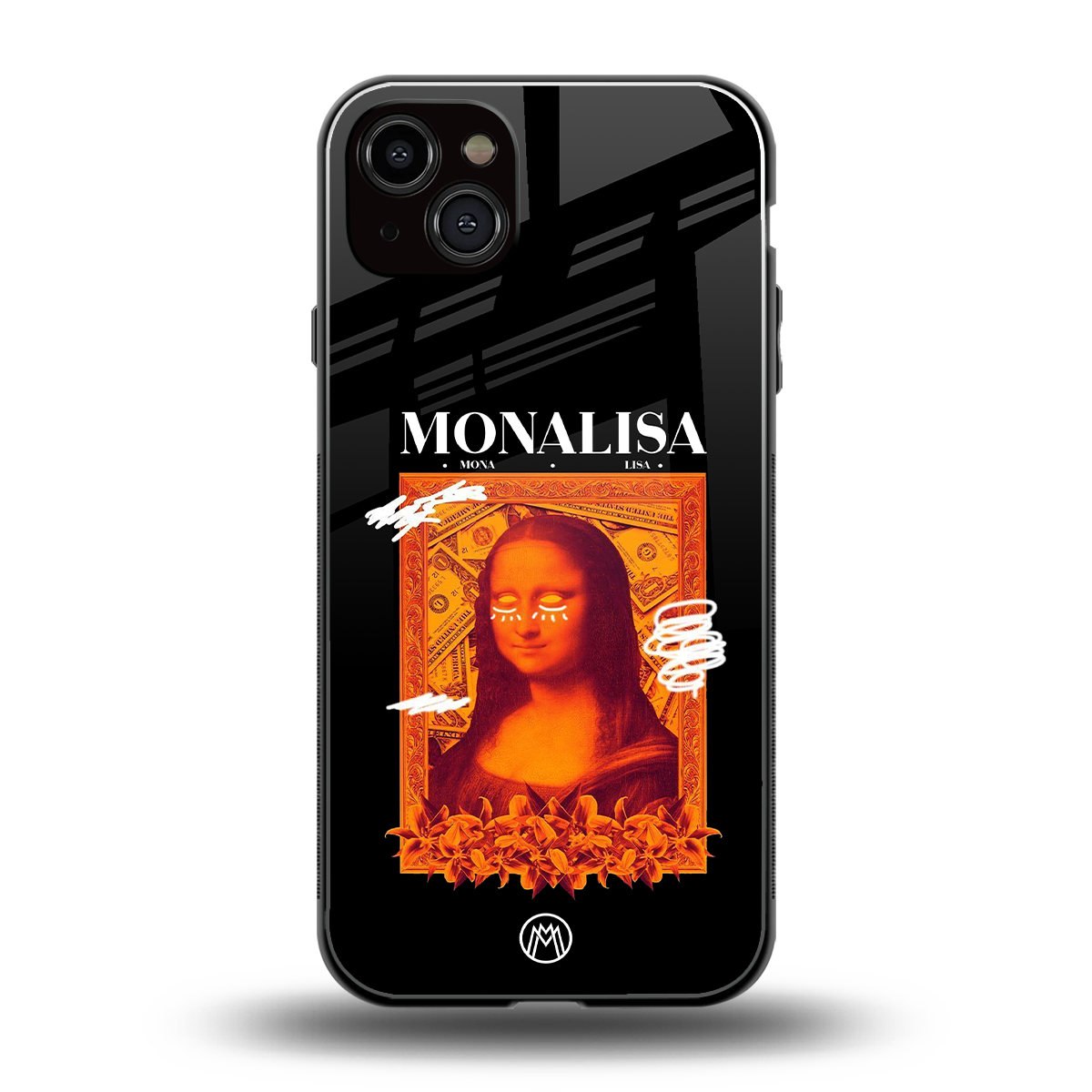sassy mona lisa back phone cover | glass case for iphone 14 plus