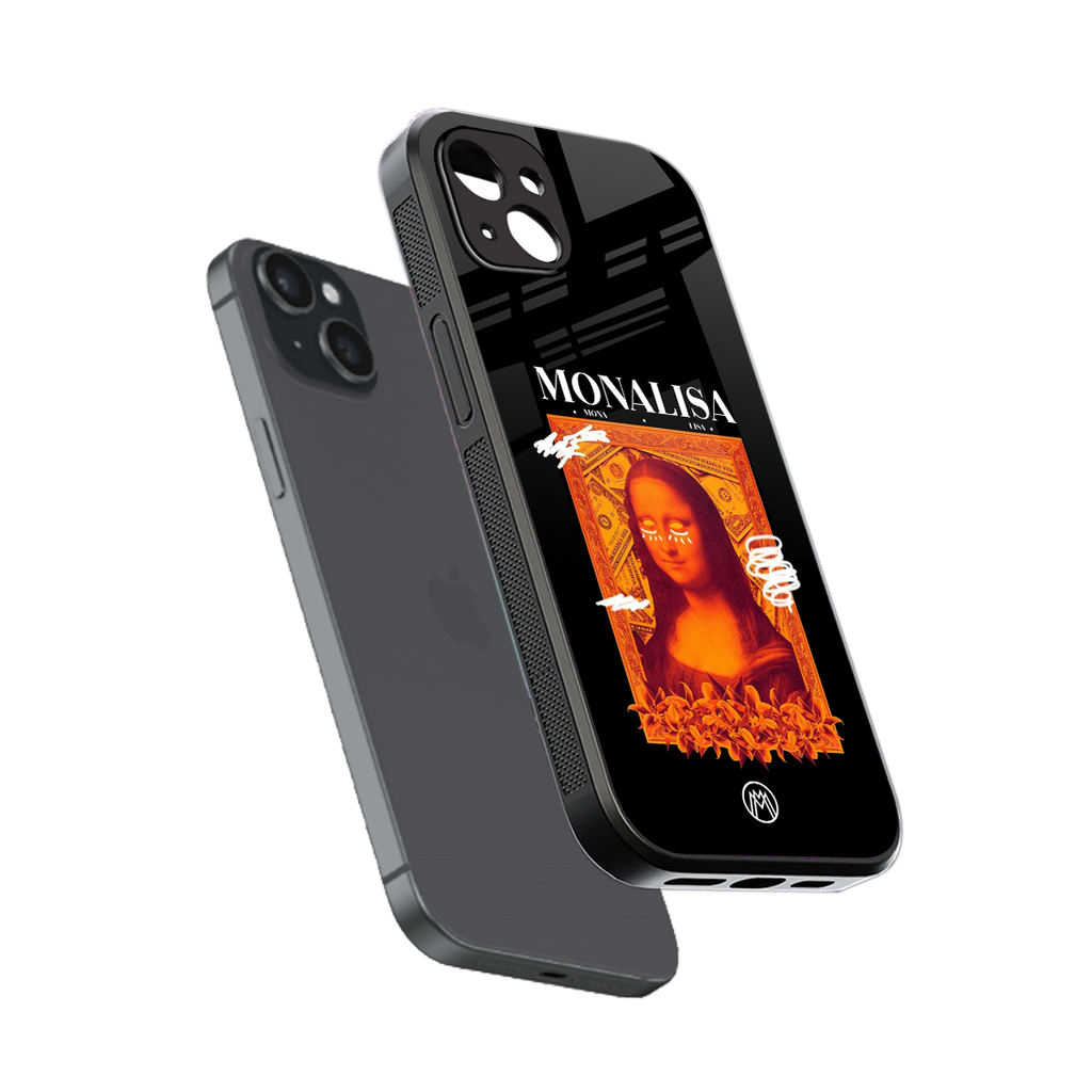 sassy mona lisa back phone cover | glass case for iphone 15 plus