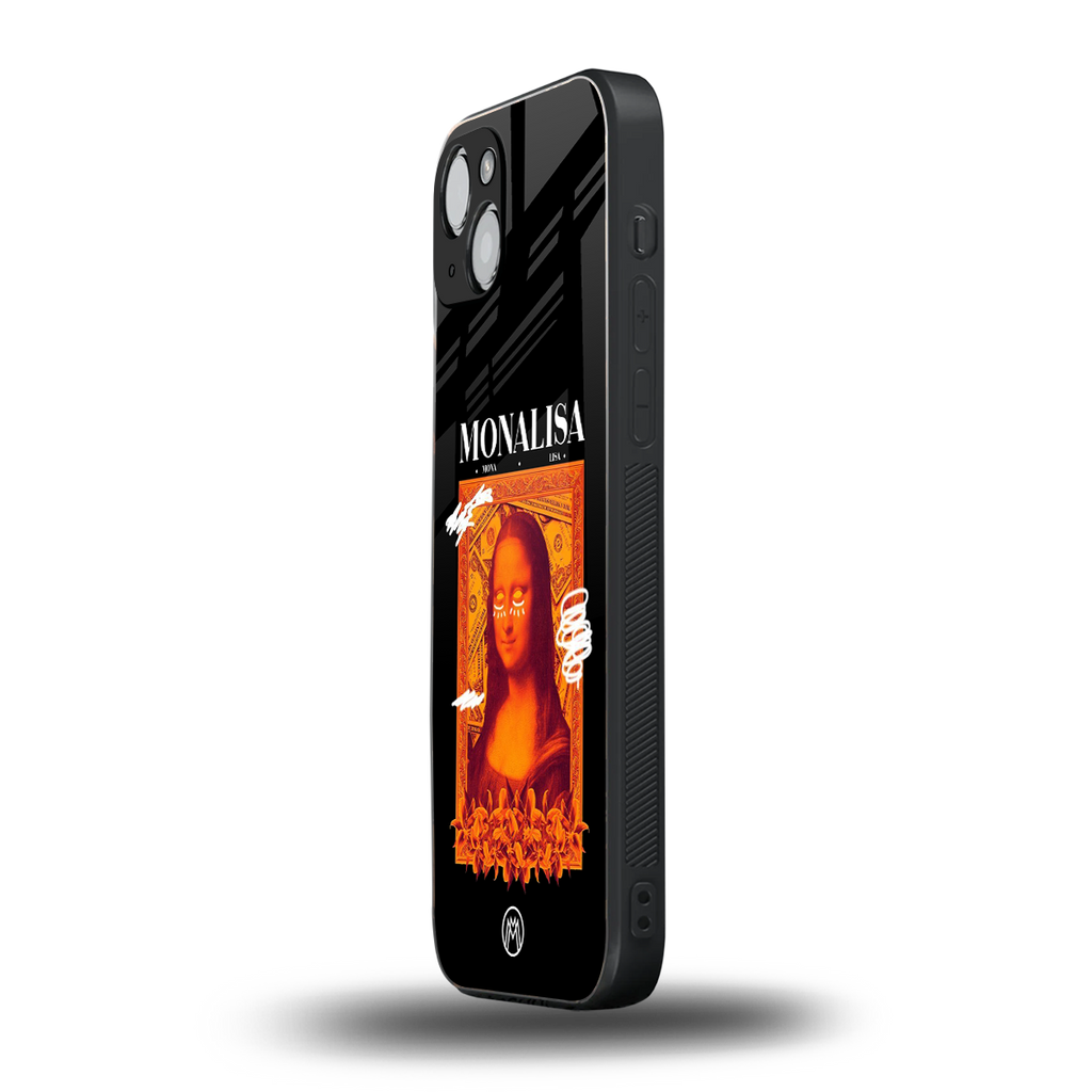 sassy mona lisa back phone cover | glass case for iphone 15 plus