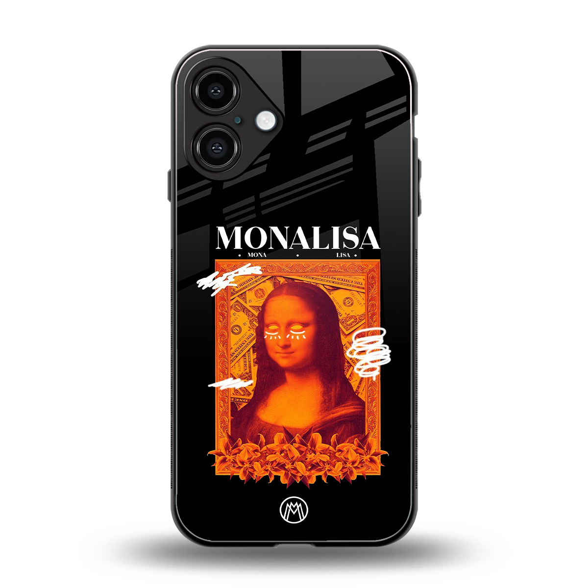 sassy mona lisa back phone cover | glass case for iphone 16 plus