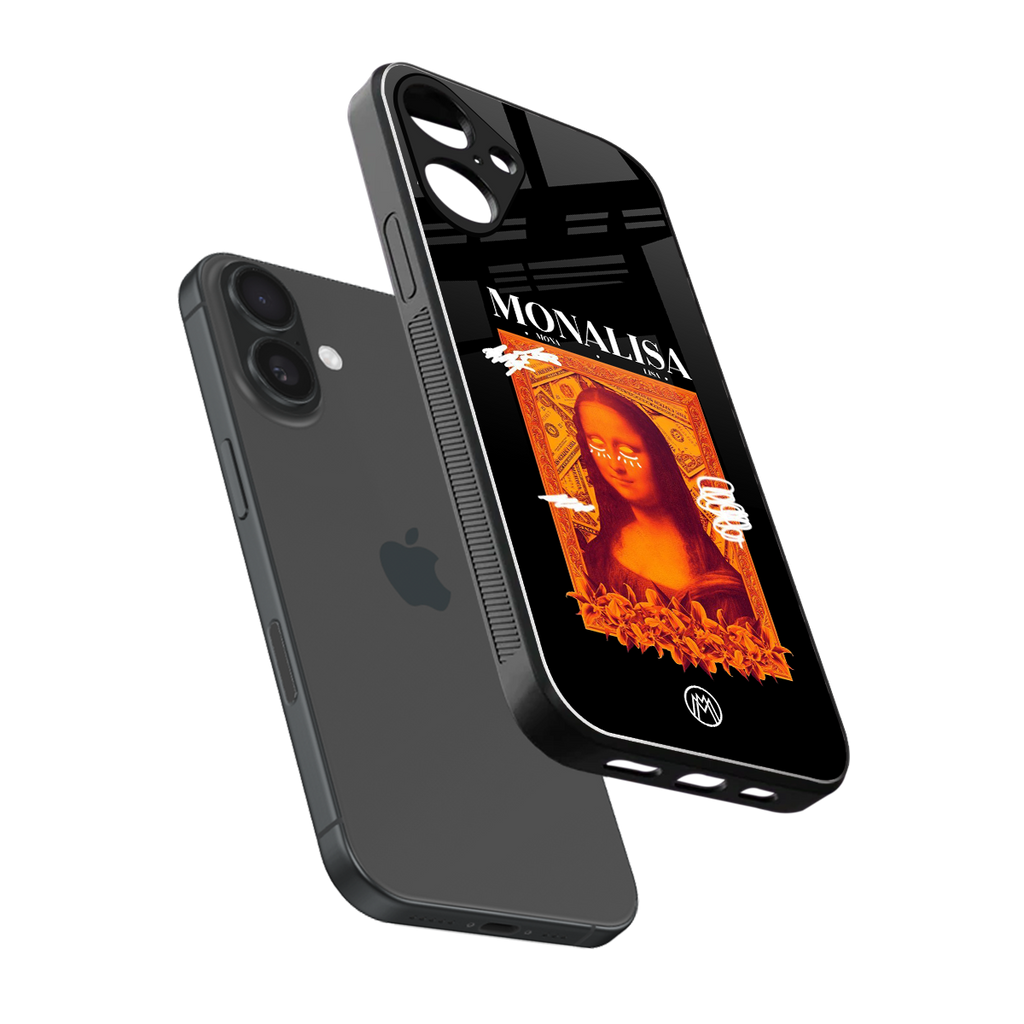 sassy mona lisa back phone cover | glass case for iphone 16 plus