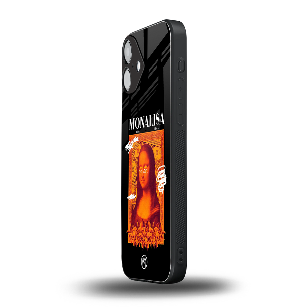 sassy mona lisa back phone cover | glass case for iphone 16 plus