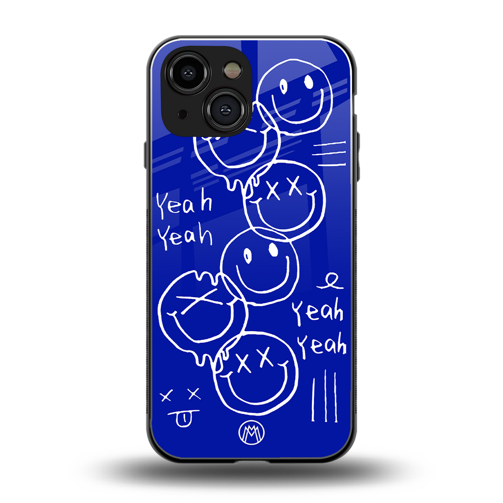 sassy smiley faces back phone cover | glass case for iphone 13 mini